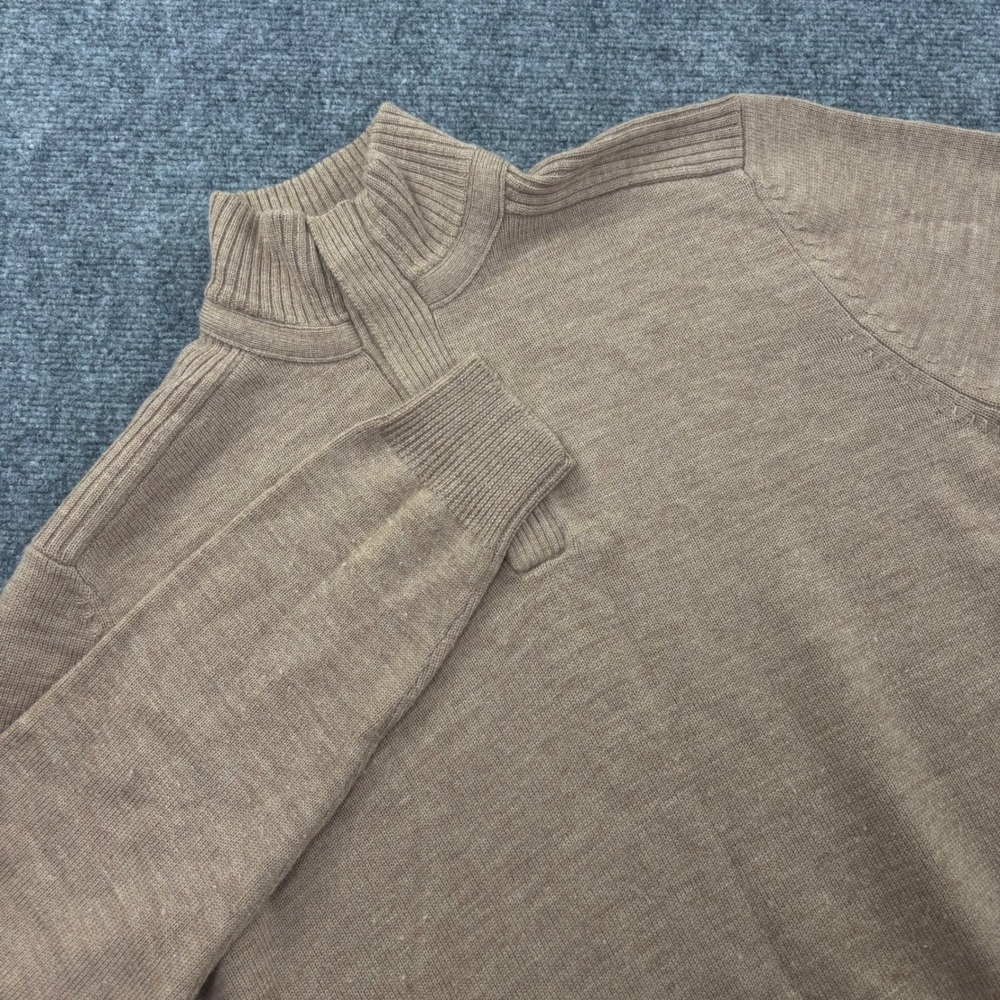 Johnston & Murphy Quarter Zip Sweater Medium Tan‎ Ribbed Pullover Men's